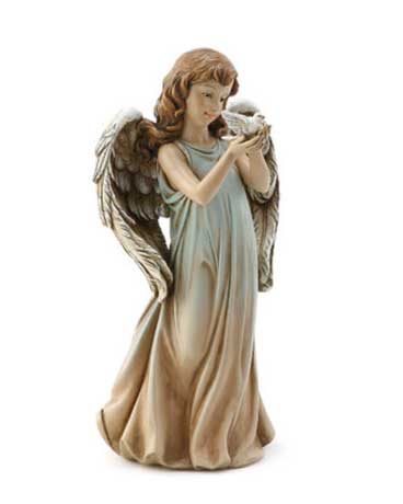 Angel Girl With Dove Figurine