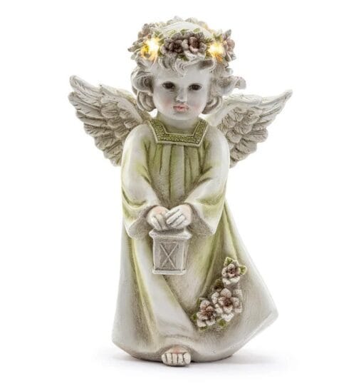 LED Halo Cherub With Lantern